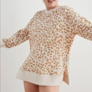 Aerie - Oversized Leopard Print Crewneck Sweatshirt - Size Small